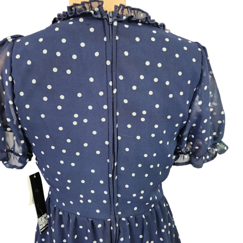 TRIXXI Navy Ruffle Polkadot Romper - Size L - Picture 6 of 14